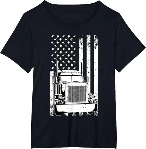 Vista 62 de Camión conductor bandera americana camionero vintage hombres mujeres regalo camiseta
