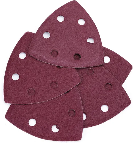 Vista 12 de Utoolmart Papel de lija para detalles, papel de lija triangular, almohadillas de lijado de gancho y bucle, multiherramienta oscilante triangular, 15