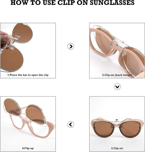 Vista 6 de FEISEDY Gafas de sol polarizadas ojo de gato clip en gafas de sol con función Flip up para gafas graduadas B2670