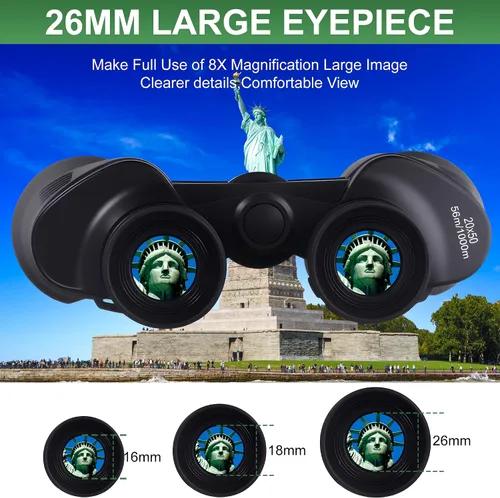 Vista 2 de Prismáticos de alta potencia de 20 x 50 para adultos, binoculares de visión grande, impermeables, compactos, con visión de poca luz