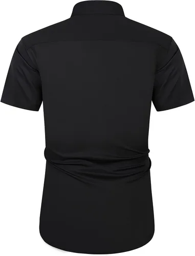 Vista 2 de J.VER Camisas de vestir de manga corta para hombre con bolsillo, camisas casuales con botones, camisa de negocios sin arrugas