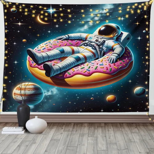Vista 141 de Ambesonne Tapiz verde, fases lunares alrededor de un árbol de la vida, impresión de diseño bohemio de astrología nocturna, decoración de tela