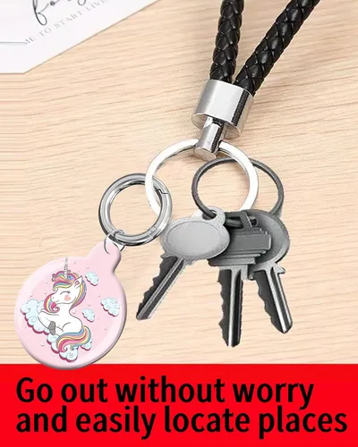Vista 5 de ANDRIU Funda compatible con Air Tag, funda protectora con llavero de bucle, resistente a los arañazos para cartera, equipaje, perro, mascotas