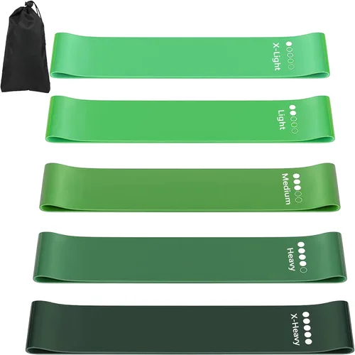 Vista 8 de Bandas de resistencia para entrenamiento, bandas de ejercicio de látex, bandas elásticas para ejercicio con guía de entrenamiento y bolsa