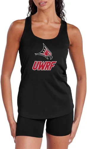 Vista 48 de Camiseta deportiva sin mangas oficial de NCAA Collegiate para mujer, con espalda cruzada, colección con logotipo primario