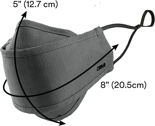 Vista 6 de 3M - Mascarilla diaria reutilizable, lavable, ajustable, con cintas elásticas para las orejas, tela de algodón ligera, 5