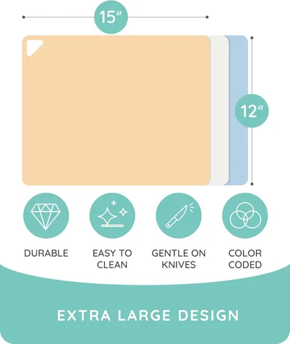 Vista 2 de Tablas de cortar flexibles extra gruesas para cocina, alfombrillas de corte para cocinar, juego de alfombrillas de corte de colores, láminas