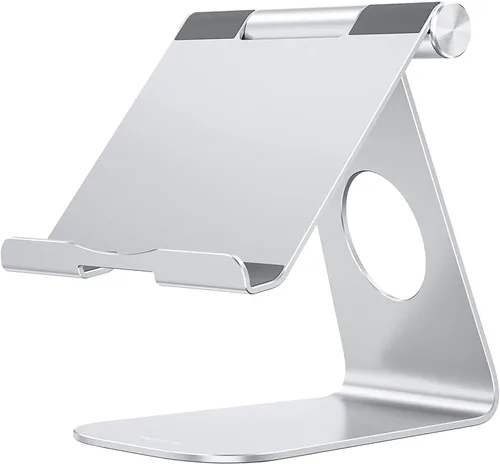 Vista 10 de Estación de carga, soporte de escritorio multiángulo, marca Omoton, de aluminio, base de montaje de succión adhesiva, compatible con todos los Negro