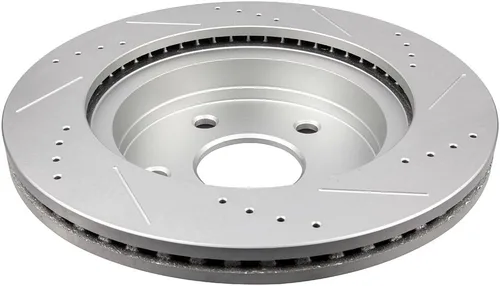 Vista 3 de SCITOO Rotores de disco D/S delanteros de 13.23 pulgadas y traseros de 13.86 pulgadas + pastillas de freno de cerámica de repuesto para Chrysler