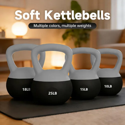 Vista 6 de Leikefitness Pesas rusas suaves, pesas rellenas de arena para mujeres y hombres, pesas rusas suaves y antideslizantes codificadas por