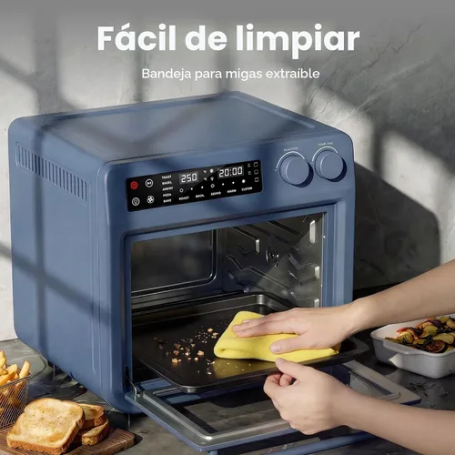 Vista 8 de SMIRLY Combo de horno tostador digital con freidora de aire, horno de encimera de convección de 25 L, multifunción 10 en 1 para pizza de 12 pulgadas