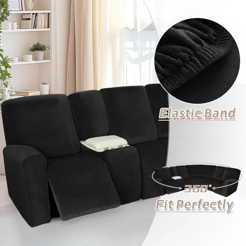 Vista 420 de Arfntevss Fundas de sofá seccional reclinable de terciopelo, Funda de sofá seccional de esquina para sofá reclinable, Funda elástica suave