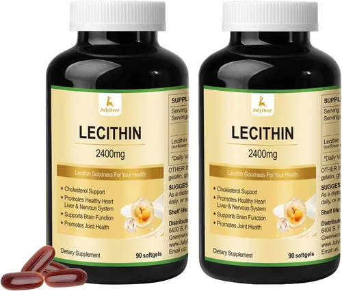 Vista 7 de JulyDeer Lecitina de girasol 2400 mg 90 cápsulas blandas ricas en fosfatidilcolina, sin OMG, sin soja, suplemento sin gluten, soporte del sistema