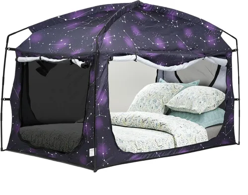 Vista 13 de Bed Tent,Portable Privacy Sleeping Bed Canopy,Blackout 90% Drapes for Kids and Adult,Indoor Space Tent with Breathable Large Mesh Windows