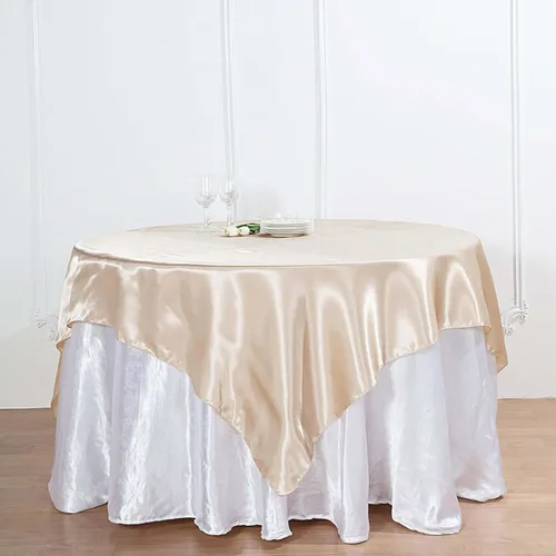 Vista 45 de Efavormart Paquete de 5 Sobremanteles Cuadrados de Satén de 60" para Decoraciones de Mesa de Bodas, Catering y Fiestas, Cubierta de Mantel Negro