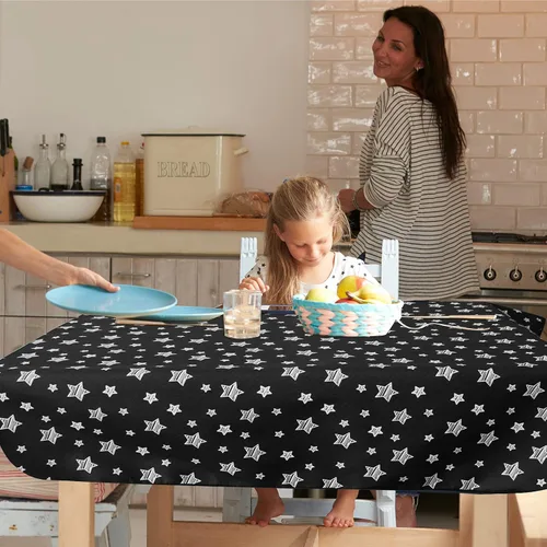 Vista 6 de Tapete portátil antideslizante para silla de bebé, 46 x 42 pulgadas, estrella negra