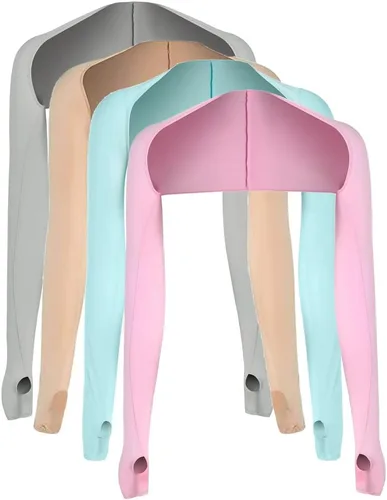 Vista 9 de 4 piezas de protección UV, chal de sol, manga de enfriamiento para brazo con orificio para el pulgar para mujeres y hombres, ciclismo, conducción