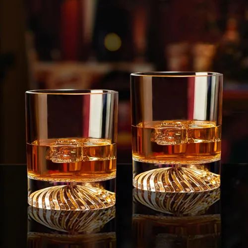 Vista 3 de KITNATS Vasos de Whisky Old Fashioned de Cristal Soplado a Mano, Vasos Rocks, Vasos para Beber Cóctel, Bourbon, Scotch, Ron, Vodka, Licor 12 OZ