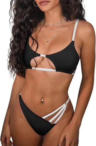 Vista 18 de ZAFUL Conjunto de bikini sexy de dos piezas para mujer 2-Multicolor