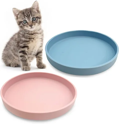 Vista 33 de Tazón de silicona poco profundo para perros, tazones de comida para gatos de 7 pulgadas, platos planos para cachorros, lindos platos para fatiga