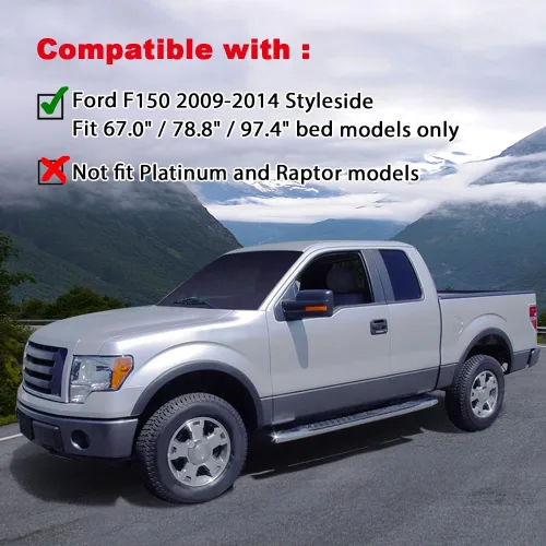 Vista 2 de G-PLUS Guardabarros 4 piezas compatibles con Ford F150 2009 2010 2011 2012 2013 2014 con 67.0"/78.8"/97.4 pulgadas de longitud de cama