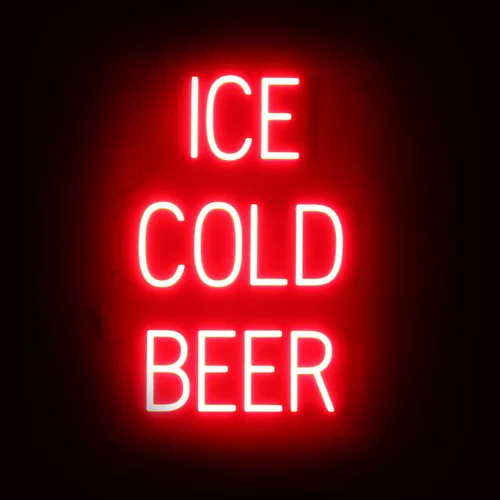 Vista 23 de SpellBrite Letrero de cerveza fría Letrero relacionado con la cerveza con aspecto de neón, fuente de luz LED verde 16.8 x 15.0 pulgadas