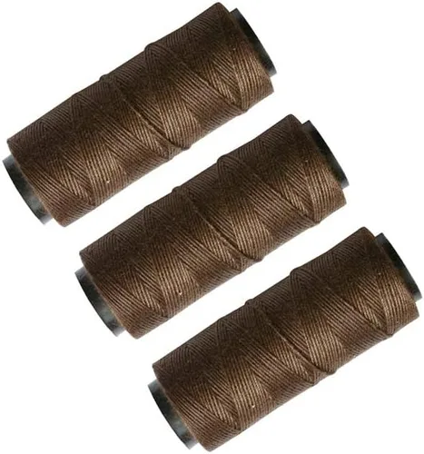 Vista 6 de 3 Rollos de Hilos de Coser Hilos de Tejer para Coser a Mano Trama de Cabello Extensiones de Cabello DIY para Peluca (Beige)