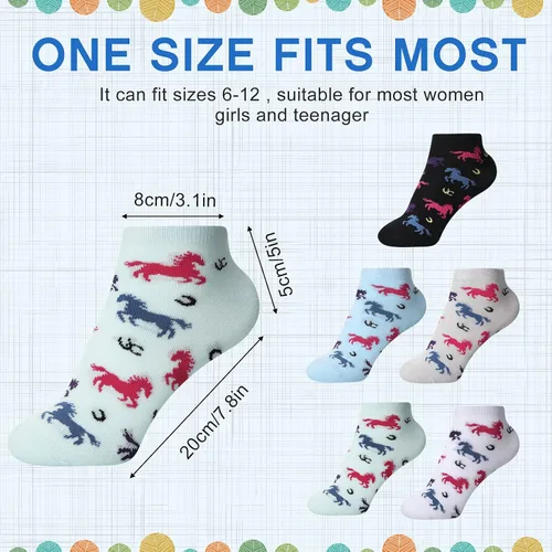Vista 3 de 5 Pairs Womens Novelty Sloth Horse Ankle Socks Casual Funny Low Cut socks Cute Animal Gifts for Women Girls