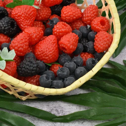 Vista 5 de Arándano artificial, 50 unidades de arándanos falsos realistas de simulación de bayas azules de frutas falsas para manualidades, hogar, cocina