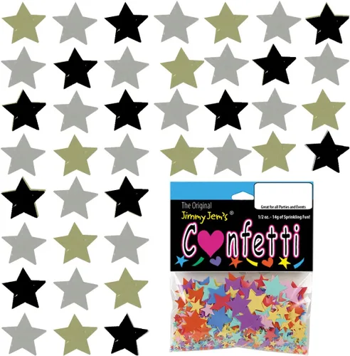 Vista 3 de Confetti Star 1/4" Oro, Plata, Negro - Paquete al por menor #8528 QS0