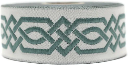 Vista 12 de Carrete de 10.9 yardas 0.79 pulgadas de ancho azul celta Claddagh bordado Jacquard Ribbon 20272