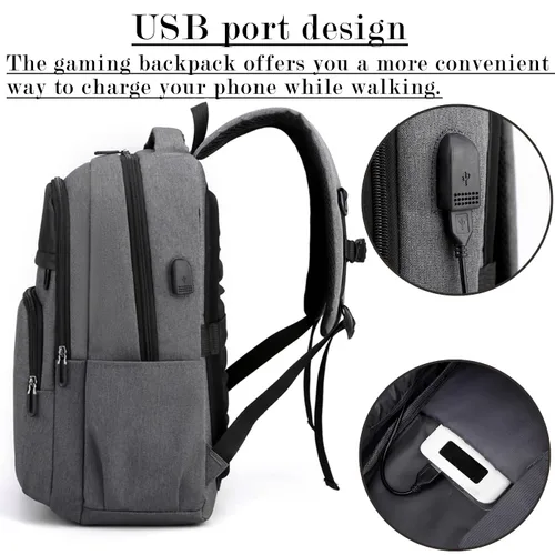 Vista 3 de YB-OSANA Game Cosole - Mochila de viaje para consola PS5PS4 y accesorios (gris), Gris, Juego