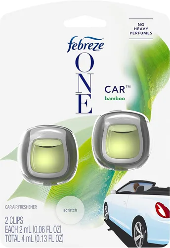 Vista 7 de Febreze Ambientador de coche con clip de ventilación, eliminador de olores, aroma ámbar automático, 2 clips