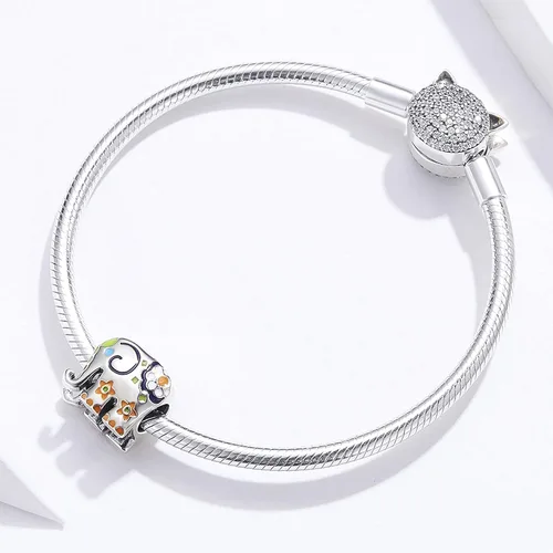 Vista 3 de WOSTU Dije de plata de ley 925 con diseño de elefante, gato y mariposa, joyería para mujeres y niñas, pulsera con dije colgante, regalo