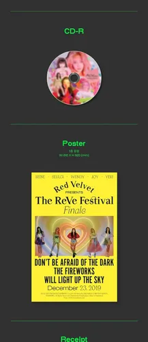 Vista 4 de Red Velvet The Reve Festival Finale' - Álbum de recortes para álbum de recortes, versión CD+folleto de 52p, tarjeta fotográfica de 1p, juego