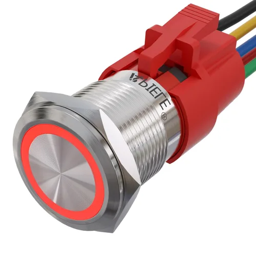 Vista 24 de APIELE Interruptor momentáneo de botón de encendido y apagado de 0.748 in de aleación de aluminio con cabezal de ojo de ángel LED de 12 V