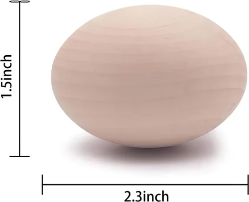 Vista 2 de Huevos de Pascua SallyFashion falsos, 15 unidades, de madera, sin pintar, juego para manualidades, decoración de cocina, alimento de juguete