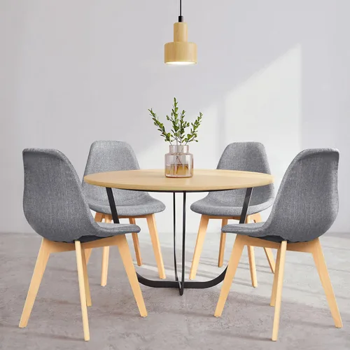 Vista 2 de giantex - juego de 4 Sillas de comedor con patas de madera, diseño moderno