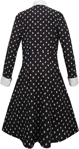 Vista 5 de TODFIY Disfraz de Wednesday Addams para niños, niñas, familia, Halloween, miércoles, fiesta de cosplay, 6-12 años