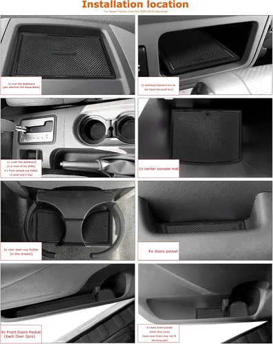Vista 5 de auovo Alfombrillas antipolvo para Frontier Crew Cab 2005-2020, accesorios Xterra 2005-2015, ajuste personalizado, forros para bolsillo de puerta