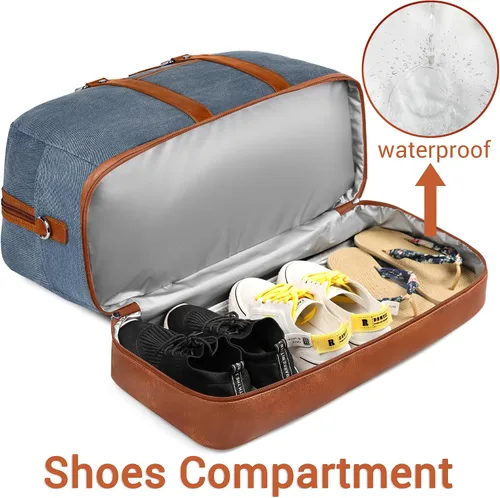 Vista 186 de IBFUN Bolsas de fin de semana para mujer, bolsa grande de lona para viaje, bolsa de viaje con compartimento para zapatos, 21 pulgadas, juego de 3