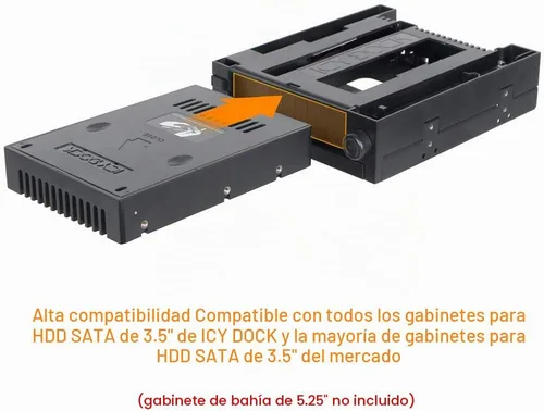 Vista 6 de ICY DOCK Kit de montaje SATA HDD y SSD de 2.5 pulgadas a 3.5 pulgadas para bahía interna de 3.5 pulgadas con cubierta extraíble EZConvert Lite