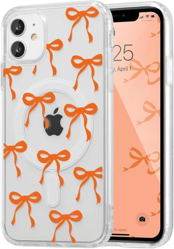 Vista 91 de UEEBAI - Funda magnética para iPhone 11, diseño de lazo, compatible con MagSafe, funda transparente delgada inalámbrica, antiamarilleo, a prueba