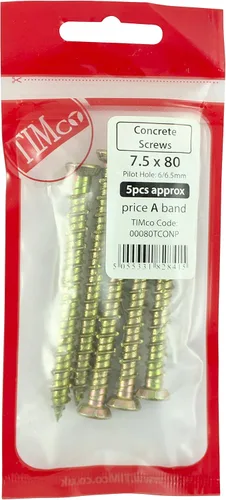 Vista 2 de TIMco 00080TCONP ZYP Multi-Fix Tornillo para hormigón 7,5 x 80 - Amarillo (paquete de 5)