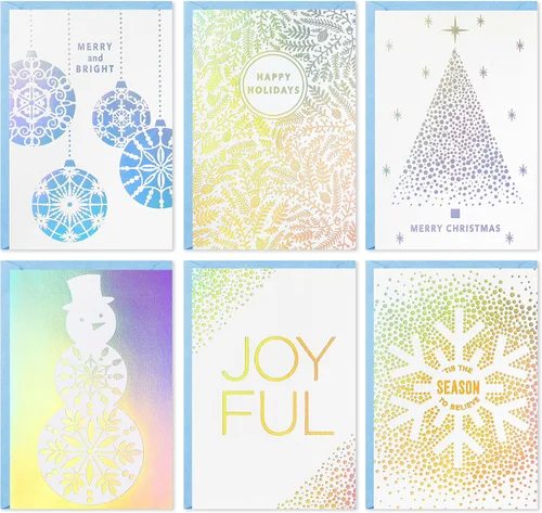 Vista 10 de Hallmark Surtido de tarjetas de Navidad en caja, lámina dorada clásica (6 diseños, 36 tarjetas con sobres)