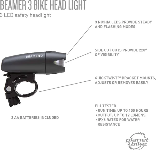 Vista 9 de Planet Bike Faro delantero de bicicleta Beamer 3