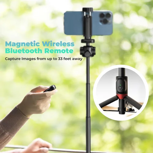 Vista 4 de KraftGeek Trípode Vlogging para teléfono y cámara, trípode de 60 pulgadas para iPhone y Android con 3 zapatos fríos para luz y micrófono