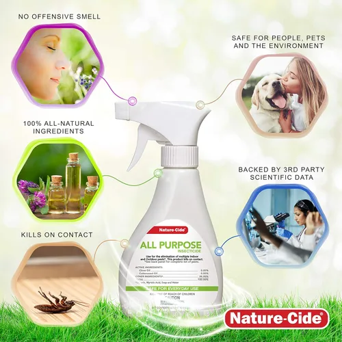 Vista 5 de Nature-Cide Spray multiusos para cucarachas, arañas, mosquitos y hormigas. Mantiene tu hogar seguro. Sin olor fuerte. 8 onzas