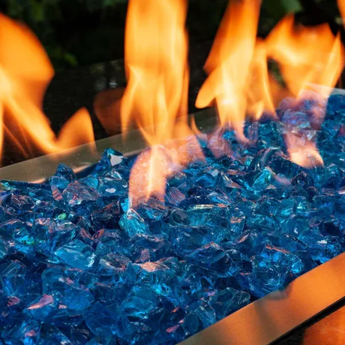 Vista 5 de Celestial Fire Glass - Triturado, azul tropical (1/2" a 3/4") Tarro de 10 libras