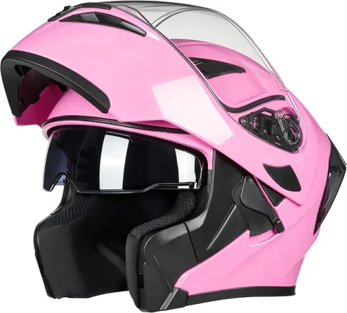 Vista 12 de Cascos de motocicleta modulares de cara completa, Casco de motocicleta de cara completa con certificación DOT, con visor abatible dual